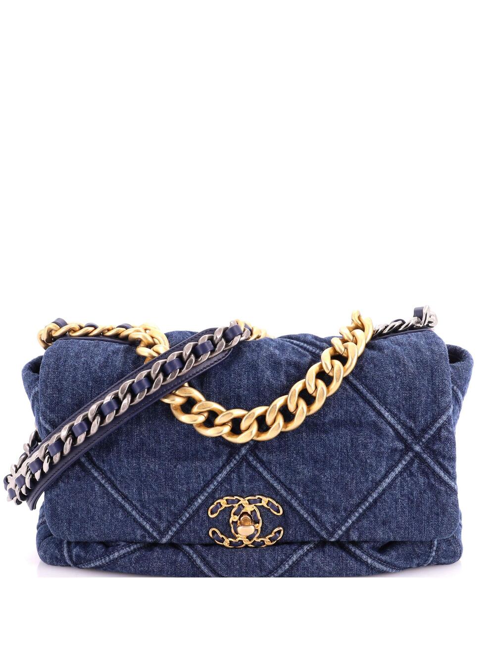 Chanel 19 Flap Bag Quilted Denim Large #376811C46B